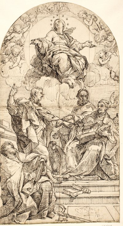 A Imaculada Conceição com São João Evangelista, Gregório Magno, João Crisóstomo e Agostinho de after Carlo Maratti
