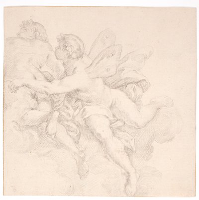 Duas figuras nas nuvens, uma delas possivelmente uma alegoria de um vento de after Carlo Maratti
