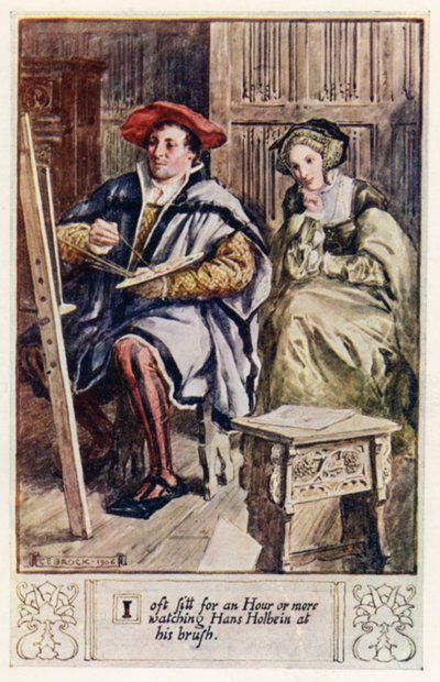 Eu me sinto por uma hora ou mais assistindo Hans Holbein em sua escova de after Charles Edmund Brock