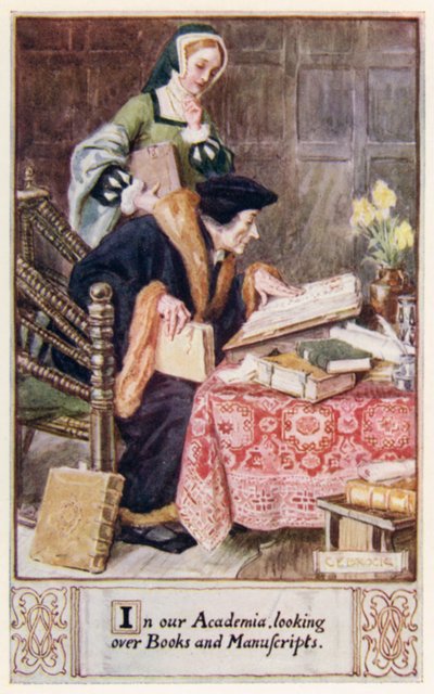 Em nossa academia, olhando livros e manuscritos de after Charles Edmund Brock