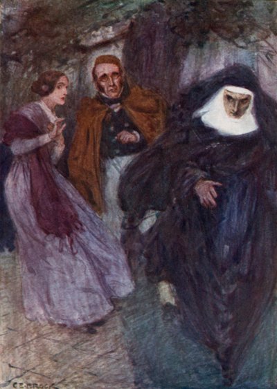 Lucy Snowe e Paul Emanuel no jardim da escola de after Charles Edmund Brock