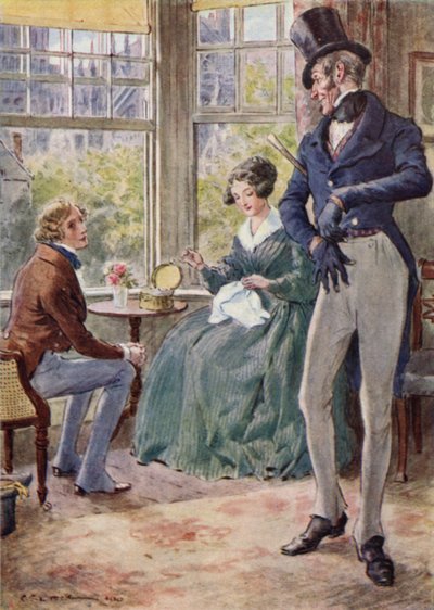 Pen conversando com Emily na sala de captação dos Capitães de after Charles Edmund Brock