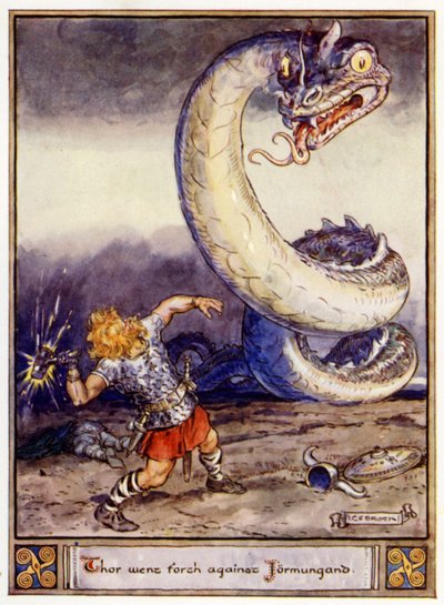 Thor saiu contra Jormungand de after Charles Edmund Brock