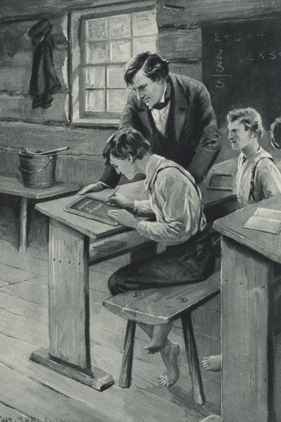 Abraham Lincoln aprende a escrever de after Charles Mills Sheldon