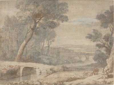 O descanso na fuga para o Egito de after Claude Lorrain