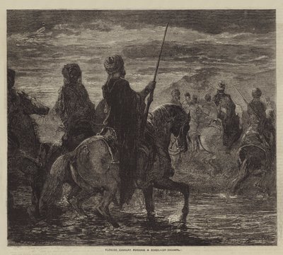 Cavalaria turca vadeando um rio de after Edmond Morin