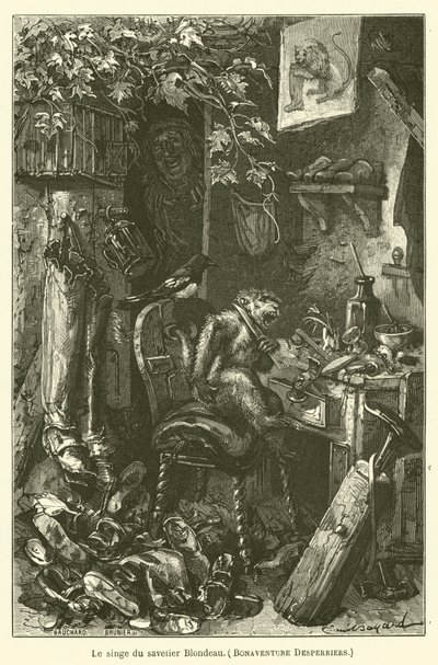 Le singe du savetier Blondeau, Bonaventure Desperriers de after Emile Antoine Bayard