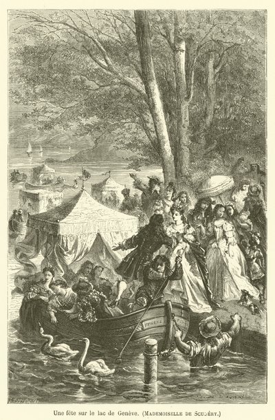 Uma festa no lago de Genebra, senhorita Scudery de after Emile Antoine Bayard