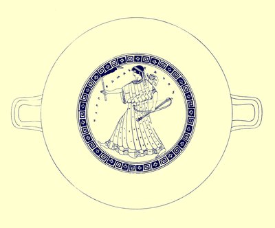 Artemis com arco, flecha e tocha, ilustração de pinturas em vaso grego por JE Harrison e DS MacColl, publicado em 1894 (imagem aprimorada digital) de after English School