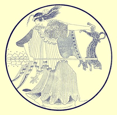 Maenad, ilustração da Greek Vase Paintings de JE Harrison e DS MacColl, publicada em 1894 (imagem aprimorada digitalmente) de after English School