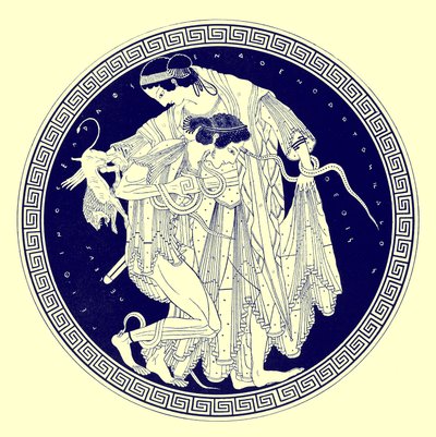 Peleus e Thetis, ilustração da Greek Vase Paintings de JE Harrison e DS MacColl, publicada em 1894 (imagem digitalmente melhorada) de after English School