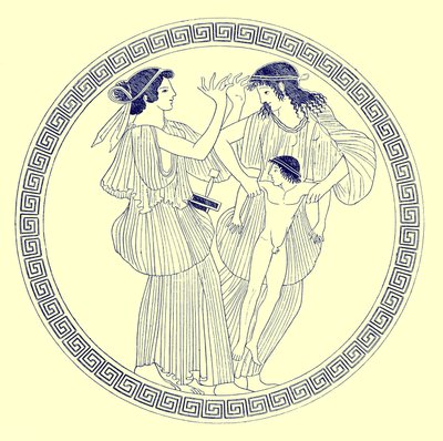 Prokne, Philomela e Itys, ilustração de Grego Vaso Pinturas por JE Harrison e DS MacColl, publicado em 1894 (imagem aprimorada digital) de after English School