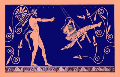 Silen swinging maiden, ilustração da Greek Vase Paintings por JE Harrison e DS MacColl, publicada em 1894 (imagem digitalmente melhorada) de after English School