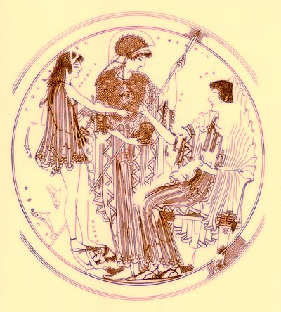 Theseus e Amphitrite, ilustração de Grego Vase Paintings por JE Harrison e DS MacColl, publicado em 1894 (digitaly enhanced image) de after English School