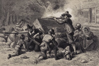 Virginianos se defendendo contra índios de after Felix Octavius Carr Darley
