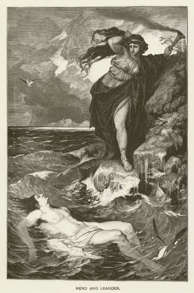 Herói e Leander de after Ferdinand Keller