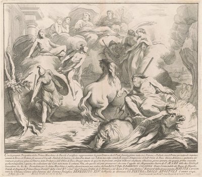 A Prima Macchina para a Chinea de 1742: O Concurso de Netuno e Minerva de after François Hutin Miguel de Sorellò