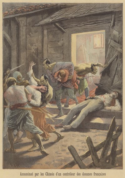 Assassinato de um funcionário da alfândega francesa pelos chineses de after Frederic Theodore Lix