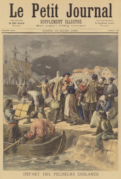 Os pescadores da Islândia se preparando para ir ao mar de after Frederic Theodore Lix