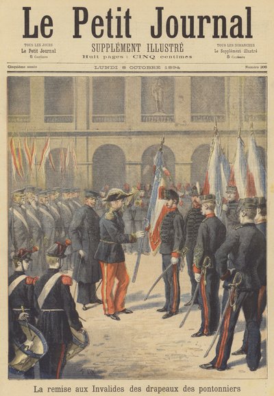 As bandeiras do desmembrado 2º Regimento de Artillerie-Pontonniers sendo entregues no Les Invalides de after Frederic Theodore Lix