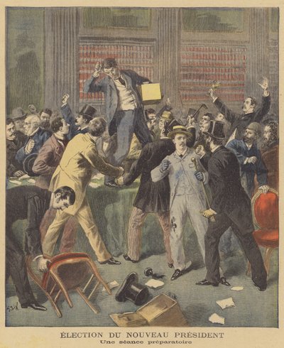 Cenas incontroláveis como parlamentares franceses discutem a eleição de um novo presidente de after Frederic Theodore Lix