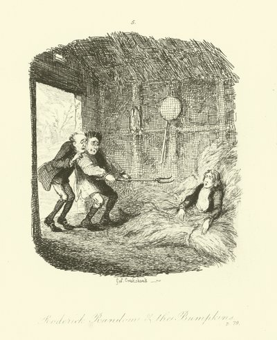 Ilustração para Roderick Random por Tobias Smollett de after George Cruikshank