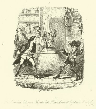 Ilustração para Roderick Random por Tobias Smollett de after George Cruikshank