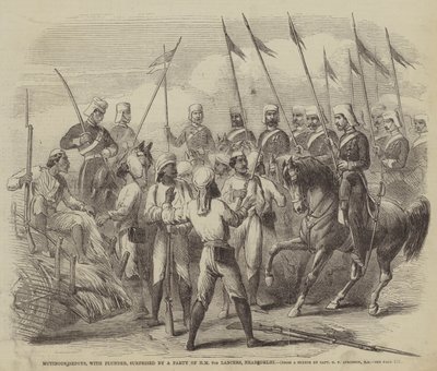 Sepoys Mutinous, com pilhagem, surpreendido por um partido de HM 9 Lancers, perto de Delhi de after George Francklin Atkinson