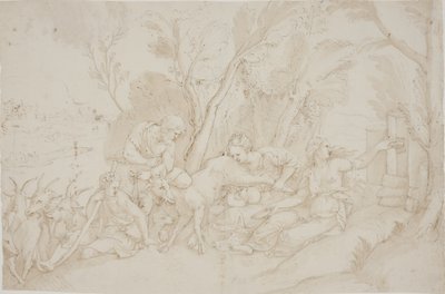 Júpiter amamentado pela cabra Amalthea de after Giulio Romano