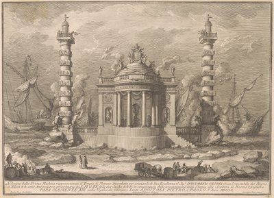 A Prima Macchina para a Chinea de 1760: O Templo de Netuno de after Giuseppe Palazzi Giuseppe Vasi after Paolo Posi