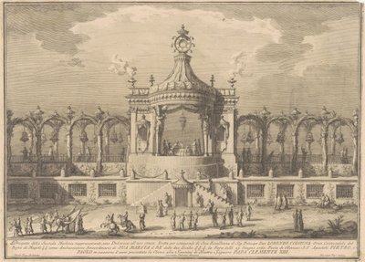 A Seconda Macchina para a Chinea de 1760: Um Pavilhão Chinoiserie de after Giuseppe Palazzi Giuseppe Vasi after Paolo Posi