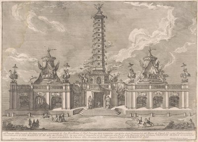 A Seconda Macchina para a Chinea de 1758: A Torre de Porcelana de Nanjing de after Giuseppe Palazzi attritbuted to Giuseppe Pozzi after Paolo Posi