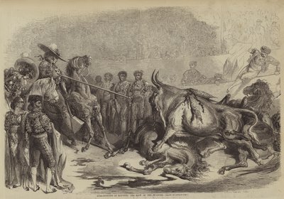 Luta de touros em Bayonne, o sopro do Picadore de Gustave after Dore