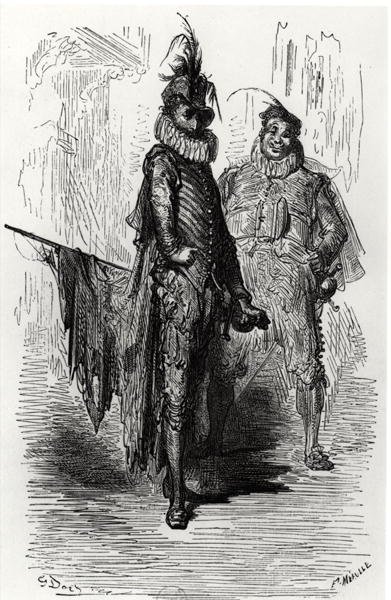 Ilustração do Le Capitaine Fracasse de Theophile Gautier (1811-72) gravada por Fortune Louis Meaulle (1844-1901) 1866 de Gustave after Dore