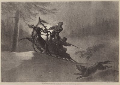 Lapónia camponeses perseguidos por lobos de Gustave after Dore