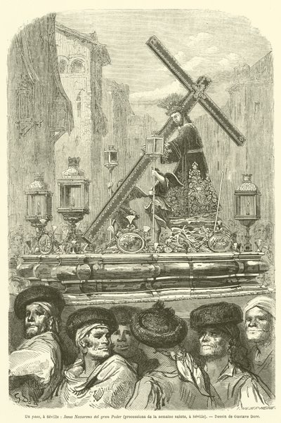 Um passo, para Sevilha, Jesus Nazareno do grande Poder, procissões do semaine sainte, para Sevilha de Gustave after Dore
