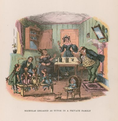Ilustração para Nicholas Nickleby (cor litho) de after Hablot Knight Browne