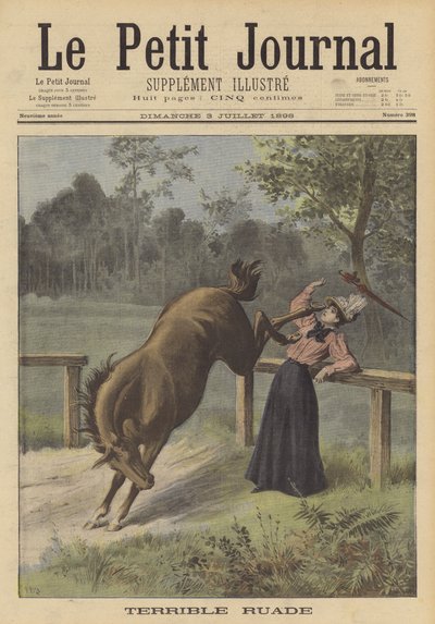 Uma mulher chutada por um cavalo de after Henri Meyer