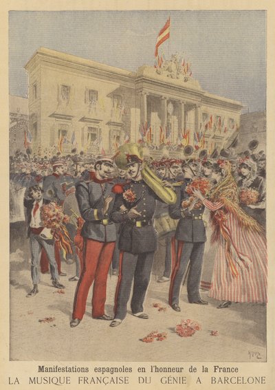 Manifestações populares de amizade para a França na Espanha de after Henri Meyer