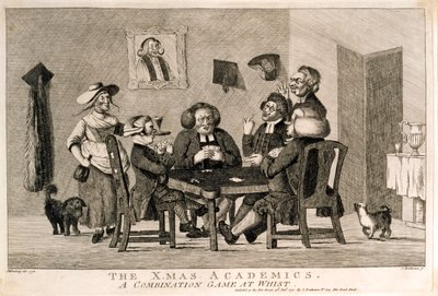 O X.mas Academics Um Jogo Combinado em Whist, 1773 de after Henry William Bunbury