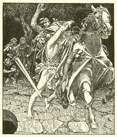 Sir Kay e o Forest Madman de after Howard Pyle