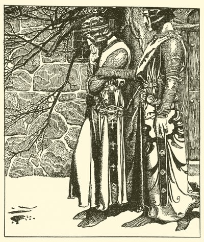 Sir Kay interrompe meditações de Sir Percival de after Howard Pyle