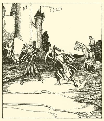 Sir Lancelote faz batalha com Sir Turquine de after Howard Pyle