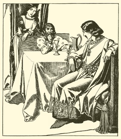 Sir Lancelote senta-se com Sir Hilaire e Croisette de after Howard Pyle