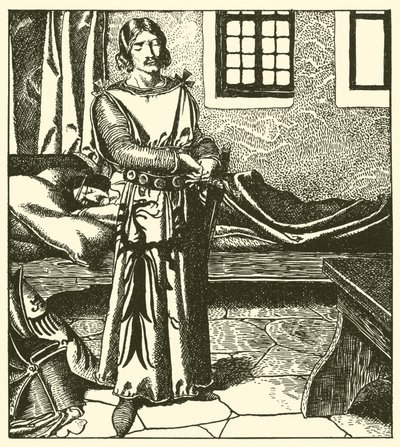Sir Lancelote leva a armadura de Sir Kay de after Howard Pyle