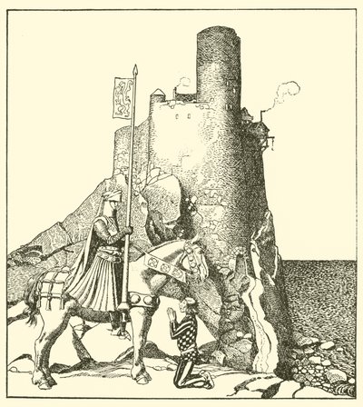 Sir Tristão vem ao seu castelo de Sir Nabon de after Howard Pyle