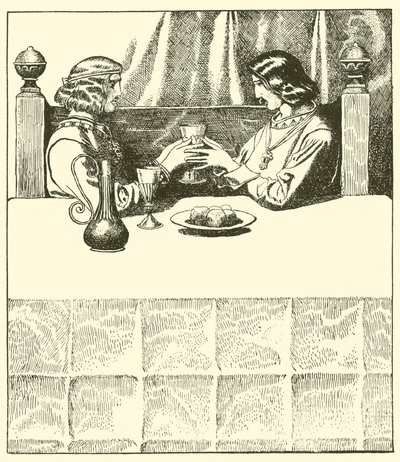 Sir Tristram senta-se com Sir Lancelote de after Howard Pyle
