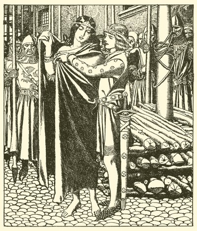 Tristram socorre a senhora Moeya de after Howard Pyle