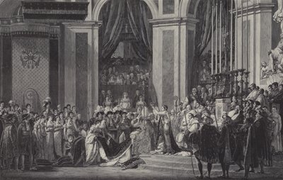 A coroação de Napoleão como imperador da França em Notre Dame de Paris, 1804 de after Jacques Louis David