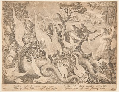 Combatendo as serpentes com fogo de after Jan van der Straet, called Stradanus